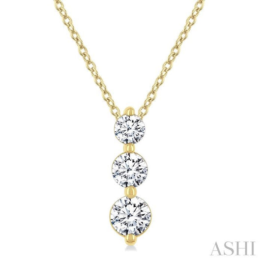 ASHI 3 Stone Diamond Fashion Pendant 915G3PPFGPDYG