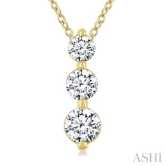 ASHI 3 Stone Diamond Fashion Pendant 915G3PPFGPDYG