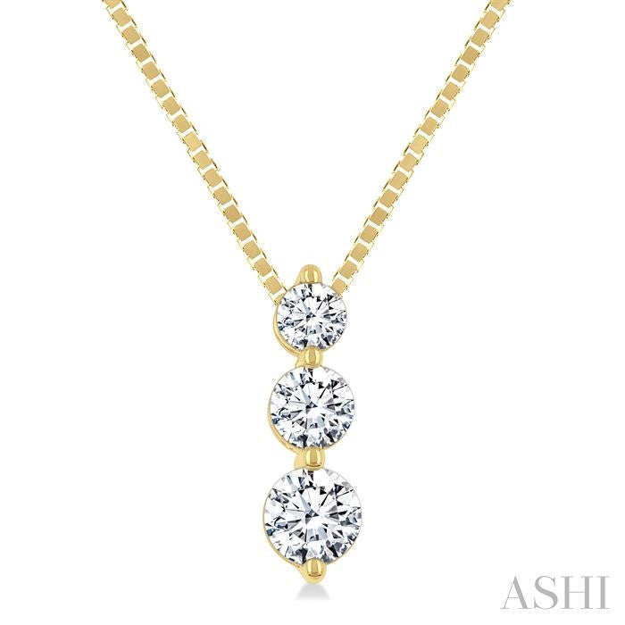 ASHI 3 Stone Diamond Fashion Pendant 915G5PPFGPDYG