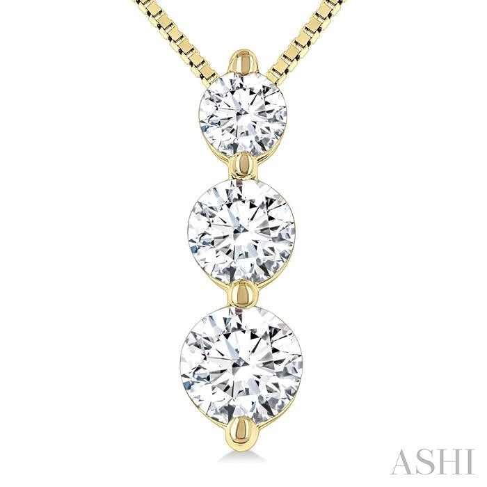 ASHI 3 Stone Diamond Fashion Pendant 915G6PPFGPDYG