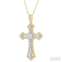 ASHI Cross Lovebright Diamond Fashion Pendant 916C2PPFGPDYW