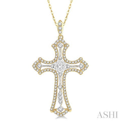 ASHI Cross Lovebright Diamond Fashion Pendant 916C2PPFGPDYW
