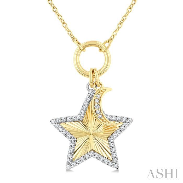 ASHI Star Charm Fluted Diamond Fashion Pendant 916G8PPTGPDYW-STR