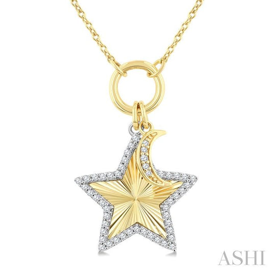 ASHI Star Charm Fluted Diamond Fashion Pendant 916G8PPTGPDYW-STR