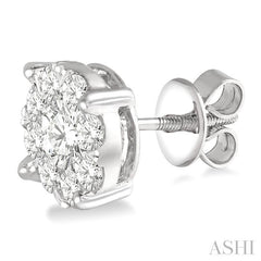 ASHI Round Shape Lovebright Essential Diamond Stud Earrings 91750PPFGERWG-3.00