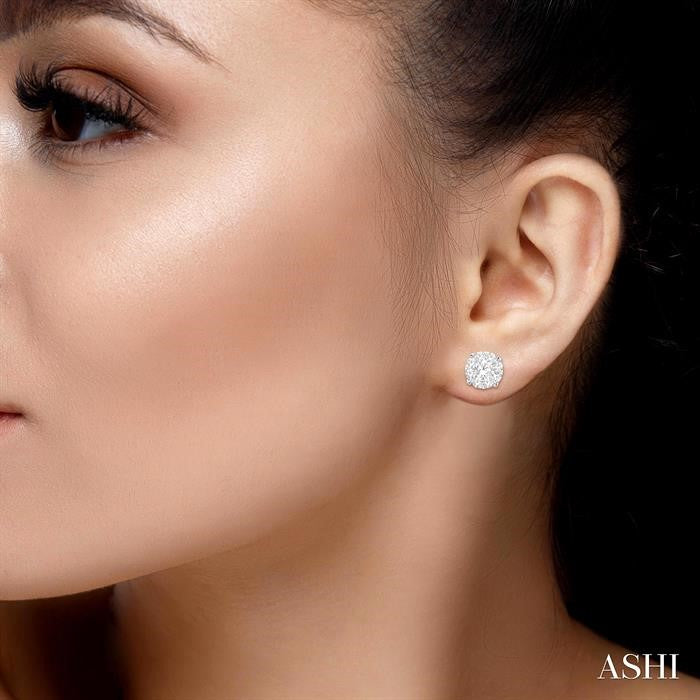 ASHI Round Shape Lovebright Essential Diamond Stud Earrings 91750PPFGERWG-3.00