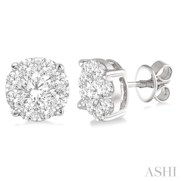 ASHI Round Shape Lovebright Essential Diamond Stud Earrings 91750PPFGERWG-3.00
