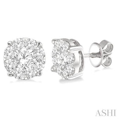 ASHI Round Shape Lovebright Essential Diamond Stud Earrings 91750PPFGERWG-3.00