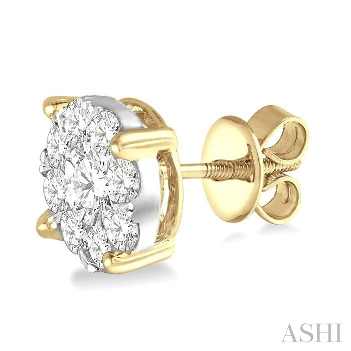 ASHI Round Shape Lovebright Essential Diamond Stud Earrings 91750PPFGERYW-1.50