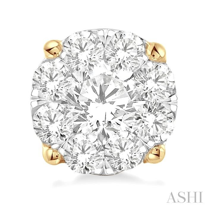 ASHI Round Shape Lovebright Essential Diamond Stud Earrings 91750PPFGERYW-1.50