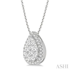 ASHI Pear Shape Halo Lovebright Essential Diamond Pendant 917B2PPFGPDWG
