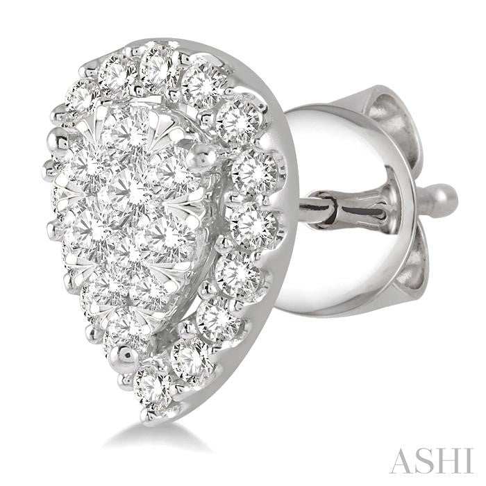 ASHI Pear Shape Halo Lovebright Essential Diamond Earrings 917B3PPFGERWG
