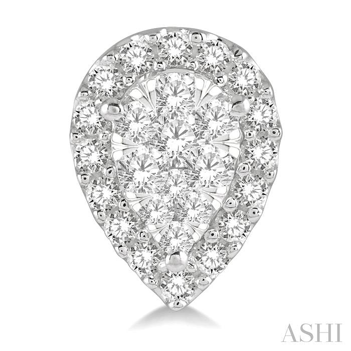 ASHI Pear Shape Halo Lovebright Essential Diamond Earrings 917B3PPFGERWG