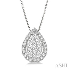 ASHI Pear Shape Halo Lovebright Essential Diamond Pendant 917B3PPFGPDWG