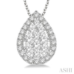 ASHI Pear Shape Halo Lovebright Essential Diamond Pendant 917B3PPFGPDWG