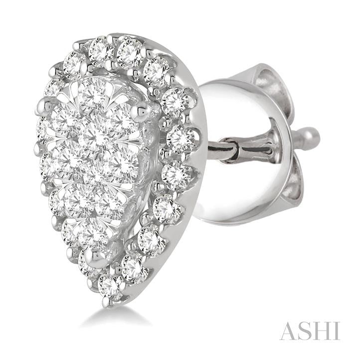 ASHI Pear Shape Halo Lovebright Essential Diamond Earrings 917B5PPFGERWG
