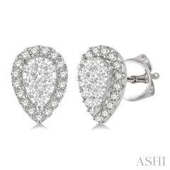 ASHI Pear Shape Halo Lovebright Essential Diamond Earrings 917B5PPFGERWG