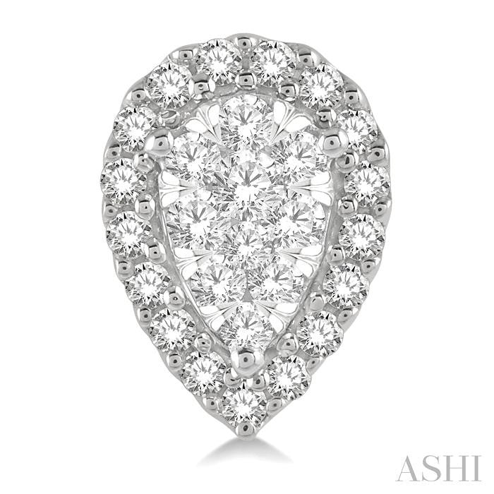 ASHI Pear Shape Halo Lovebright Essential Diamond Earrings 917B5PPFGERWG