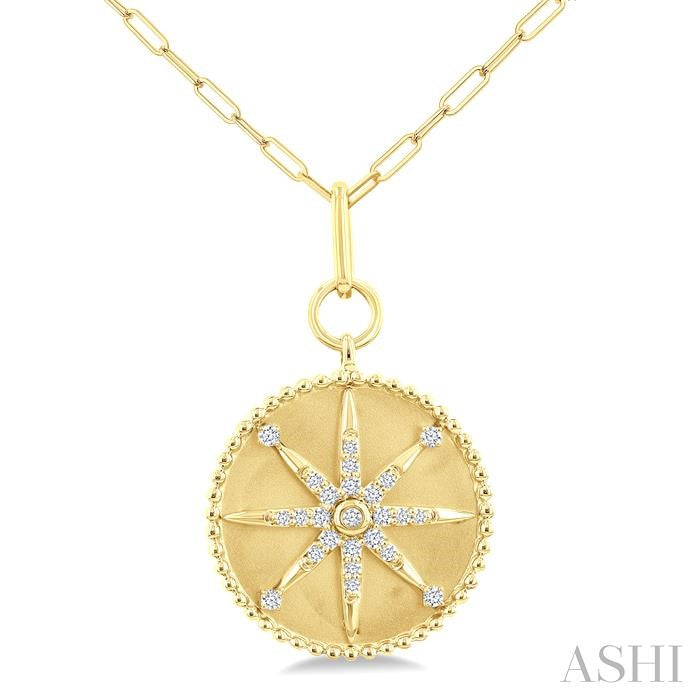 ASHI Circle Paperclip Medallion Diamond Fashion Pendant 917F6PPFGPDYG