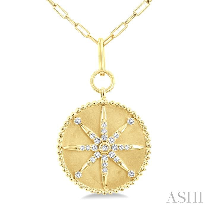 ASHI Circle Paperclip Medallion Diamond Fashion Pendant 917F6PPFGPDYG