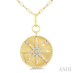 ASHI Circle Paperclip Medallion Diamond Fashion Pendant 917F6PPFGPDYG