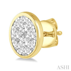 ASHI Oval Shape Bezel Set Lovebright Essential Diamond Stud Earrings 918B3PPFGERYW