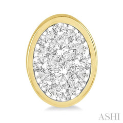 ASHI Oval Shape Bezel Set Lovebright Essential Diamond Stud Earrings 918B3PPFGERYW