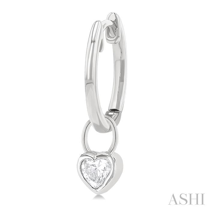 ASHI Heart Shape Bezel Set Diamond Huggie Fashion Earrings 918F5PPFGERWG-HT