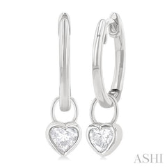 ASHI Heart Shape Bezel Set Diamond Huggie Fashion Earrings 918F5PPFGERWG-HT