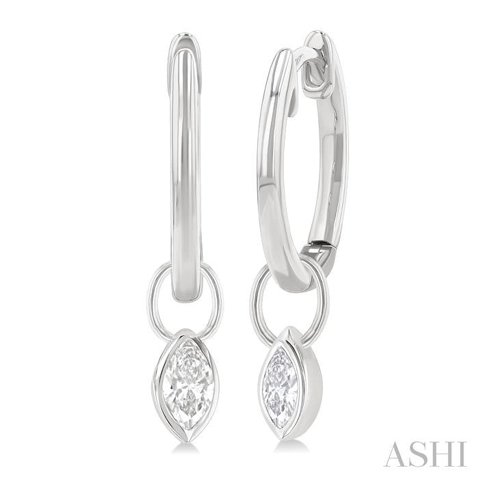ASHI Marquise Shape Bezel Set Diamond Huggie Fashion Earrings 918F5PPFGERWG-MQ