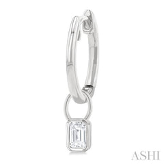 ASHI Emerald Shape Bezel Set Diamond Huggie Fashion Earrings 918F5PPFGERWG-OC