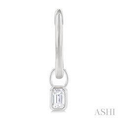 ASHI Emerald Shape Bezel Set Diamond Huggie Fashion Earrings 918F5PPFGERWG-OC