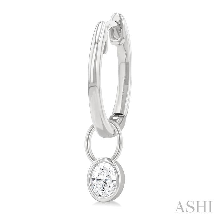 ASHI Oval Shape Bezel Set Diamond Huggie Fashion Earrings 918F5PPFGERWG-OV