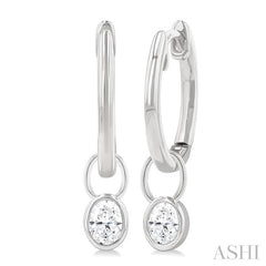 ASHI Oval Shape Bezel Set Diamond Huggie Fashion Earrings 918F5PPFGERWG-OV