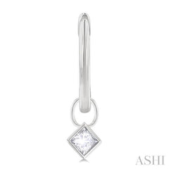 ASHI Princess Shape Bezel Set Diamond Huggie Fashion Earrings 918F5PPFGERWG-PRN