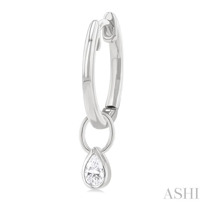ASHI Pear Shape Bezel Set Diamond Huggie Fashion Earrings 918F5PPFGERWG-PR