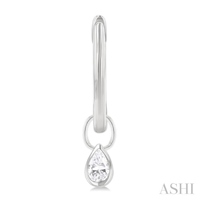 ASHI Pear Shape Bezel Set Diamond Huggie Fashion Earrings 918F5PPFGERWG-PR