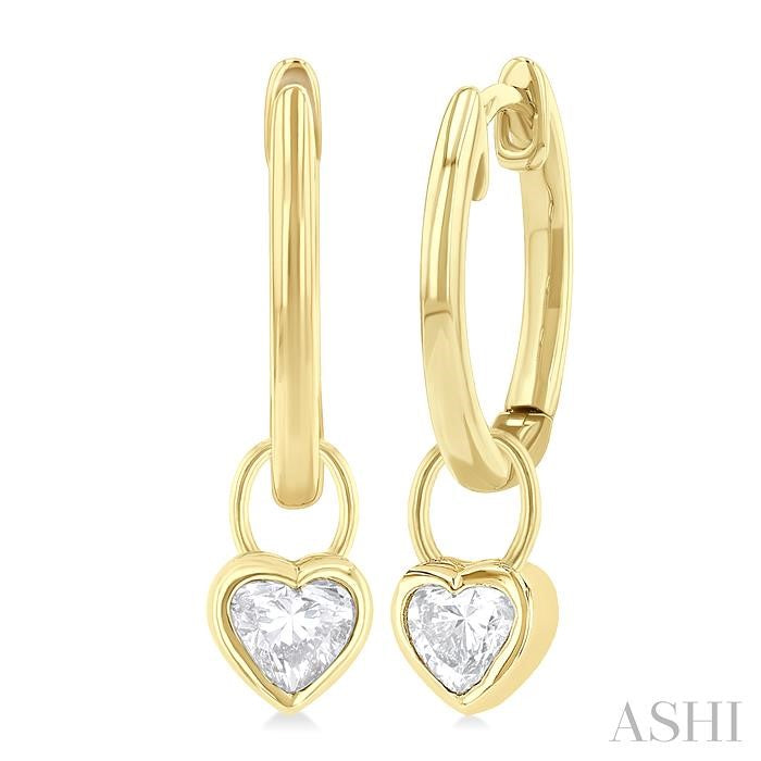 ASHI Heart Shape Bezel Set Diamond Huggie Fashion Earrings 918F5PPFGERYG-HT