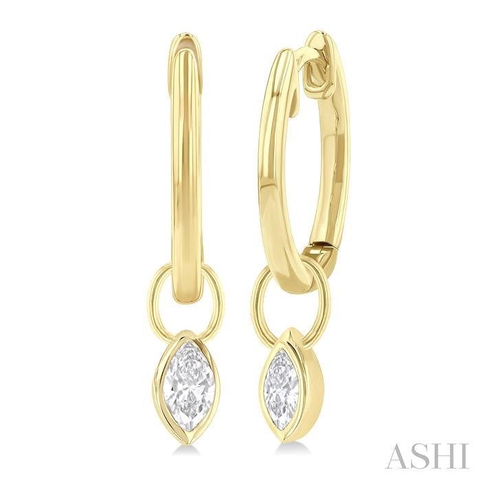 ASHI Marquise Shape Bezel Set Diamond Huggie Fashion Earrings 918F5PPFGERYG-MQ
