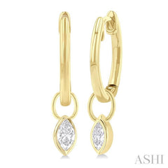 ASHI Marquise Shape Bezel Set Diamond Huggie Fashion Earrings 918F5PPFGERYG-MQ