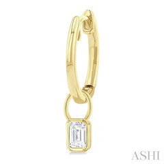 ASHI Emerald Shape Bezel Set Diamond Huggie Fashion Earrings 918F5PPFGERYG-OC