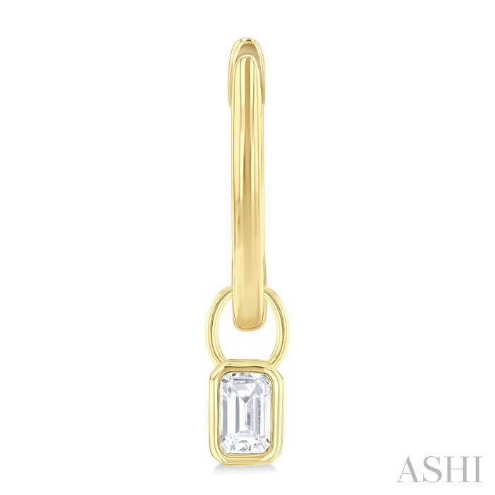 ASHI Emerald Shape Bezel Set Diamond Huggie Fashion Earrings 918F5PPFGERYG-OC