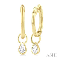 ASHI Pear Shape Bezel Set Diamond Huggie Fashion Earrings 918F5PPFGERYG-PR