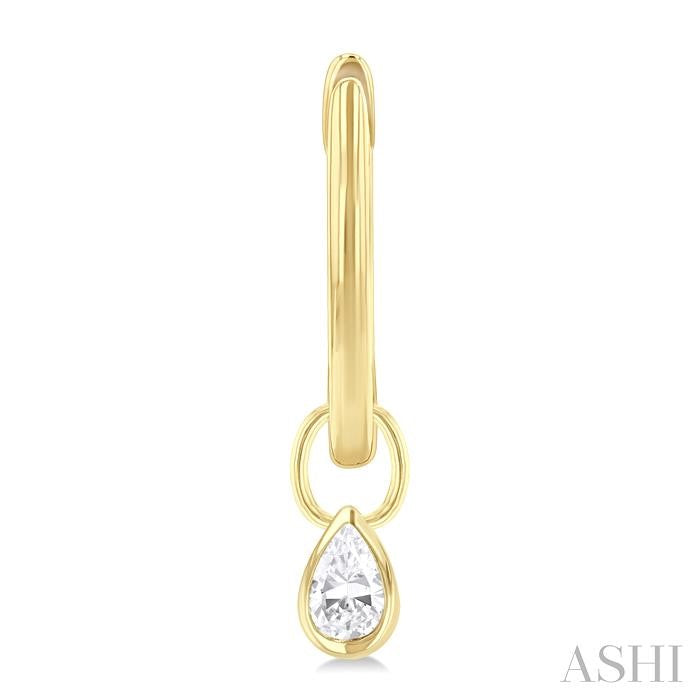 ASHI Pear Shape Bezel Set Diamond Huggie Fashion Earrings 918F5PPFGERYG-PR