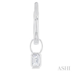 ASHI Emerald Shape Bezel Set Diamond Huggie Fashion Earrings 918F5PPTGERWG-OC