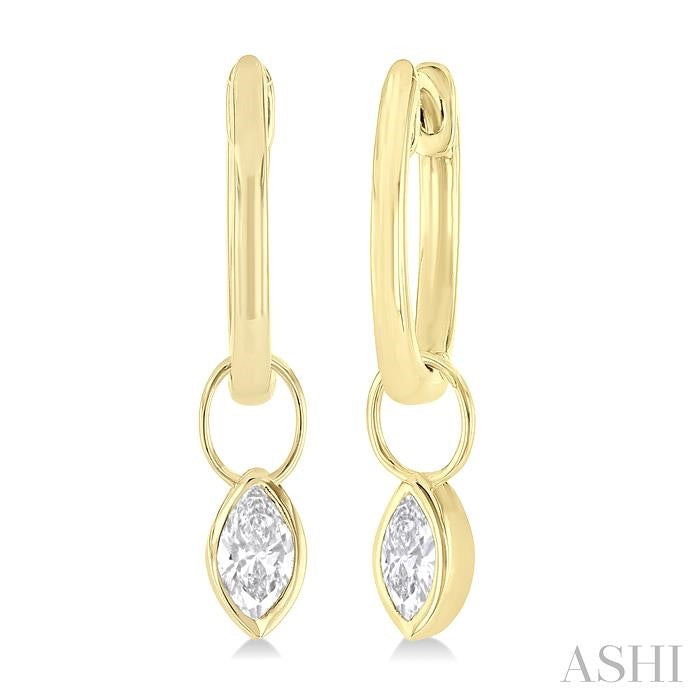 ASHI Marquise Shape Bezel Set Diamond Huggie Fashion Earrings 918F5PPTGERYG-MQ