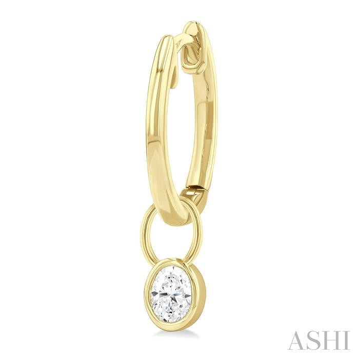 ASHI Oval Shape Bezel Set Diamond Huggie Fashion Earrings 918F5PPTGERYG-OV