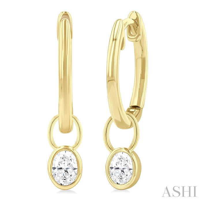 ASHI Oval Shape Bezel Set Diamond Huggie Fashion Earrings 918F5PPTGERYG-OV