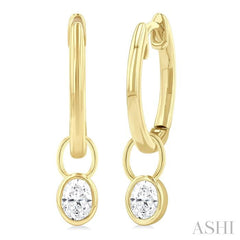 ASHI Oval Shape Bezel Set Diamond Huggie Fashion Earrings 918F5PPTGERYG-OV