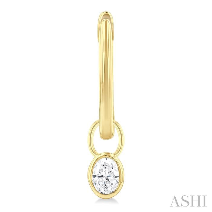 ASHI Oval Shape Bezel Set Diamond Huggie Fashion Earrings 918F5PPTGERYG-OV